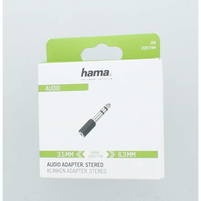 HAMA Adapter Audio 3.5 to 6.3 Stereo Audio Adapteri 3.5 - 6.3 stereo kuulokkeiden liittamiseen HiFi-jarjestelmaan.