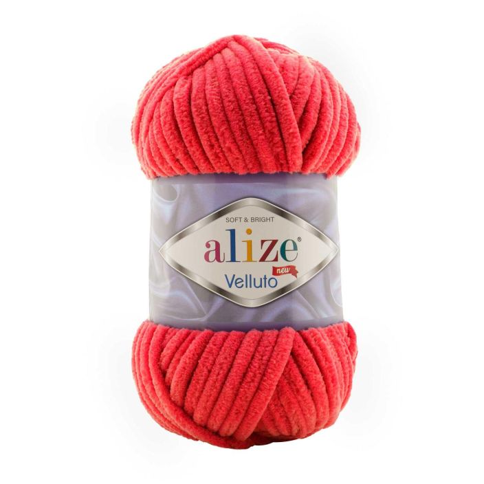 Alize velluto lanka 056 punainen 100g Alize Velluto on samettisen pehmea ja paksu lanka, josta valmistuvat esimerkiksi