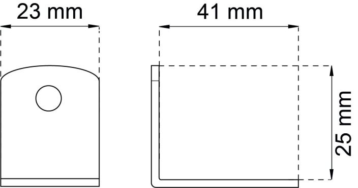Kalustekulma 501 sahkosinkitty Teraksinen kalustekulma. 41 x 25 x 23 mm.