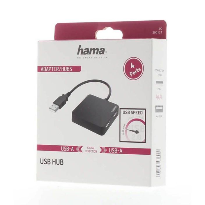 HAMA Hub USB-A 2.0 4x Porttia HAMA Hub USB-A 2.0 4x Porttia 480 Mbit/sc
