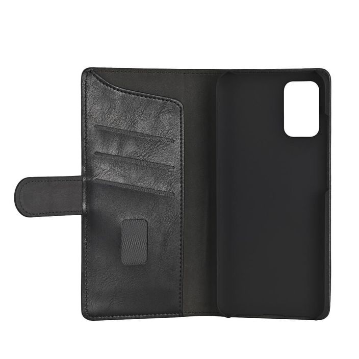 GEAR Lompakko Black - Samsung A03s Alykas, kaytannollinen ja suojaava tekonahkainen puhelinlompakko - lokero pankkikortille,