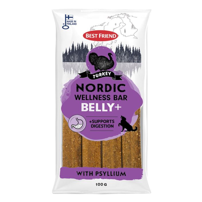BF Nordic Wellness Bar Belly+ 100g Hemmottele koiraasi herkullisilla ja innovatiivisilla Best Friend Nordic Wellness Bar