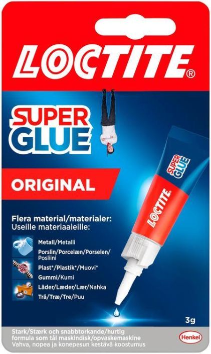 Loctite Super Glue Original pikaliima 3g Luja, monikayttoinen yleispikaliima useimmille materiaaleille.