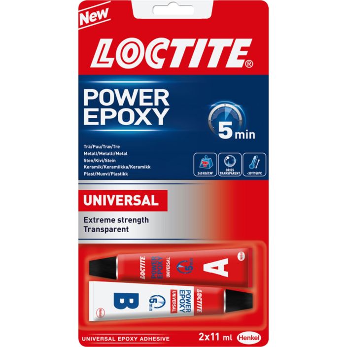 Loctite Power Epoxy Universal epoksiliima 22ml Erittain luja ja nopeasti kovettuva kaksikomponenttinen epoksiliima.