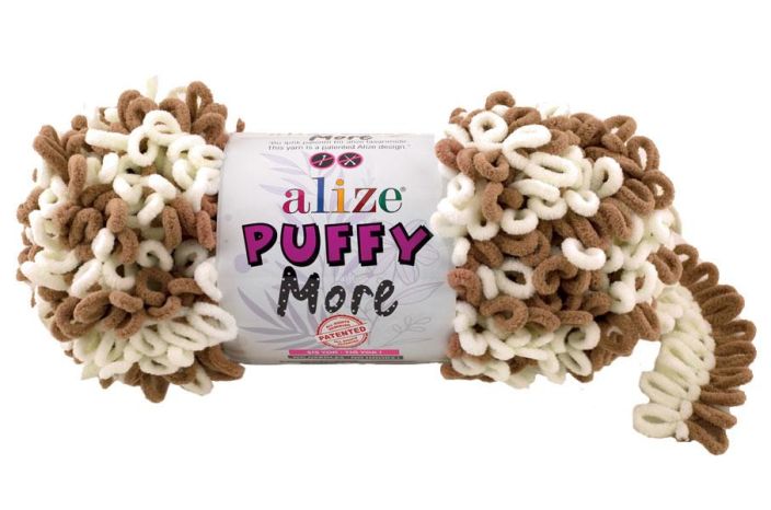 Alize Puffy More 6261 vaaleanruskea / luonnonvalkoinen 150g Alize Puffy More on uusi hauska versio ihanan pehmeasta Alize Puffy More 6261 vaaleanruskea / luonnonvalkoinen 150g Alize Puffy More on uusi hauska versio ihanan pehmeasta