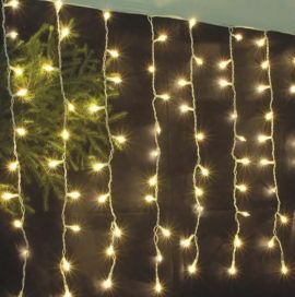 Jääkristalli LED-valoverho 1x2m 200led lämmin valkoinen