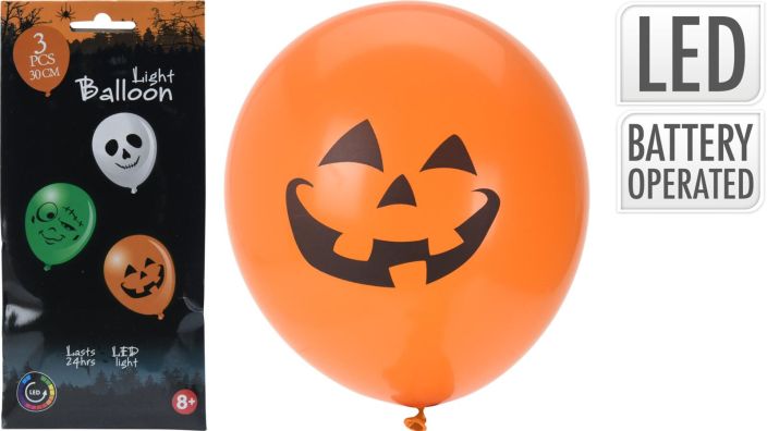 Halloween ilmapallo led-valolla 3kpl M15000160 tuotekuva 1