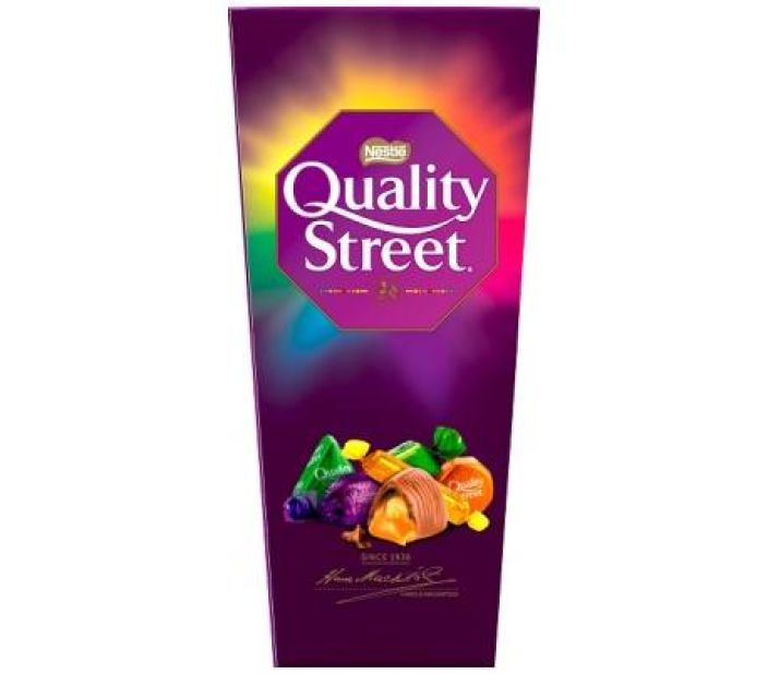 Quality Street 265g toffee- ja suklaakonvehtisekoitus Rasiallinen toffee- ja suklaakonvehteja lahjaksi tai itselle Quality Street 265g toffee- ja suklaakonvehtisekoitus Rasiallinen toffee- ja suklaakonvehteja lahjaksi tai itselle