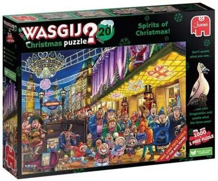 Wasgij Christmas 20 Spirits of Christmas 2x1000 palaa Unohda perinteiset palapelit, joissa kasaat kuvan laatikon kannesta!
