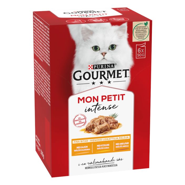 Gourmet Mon petit siipikarjalajitelma 6x50g Lajitelma maukkaita aterioita juuri sopivina annoksina. Pieni, 50 gramman