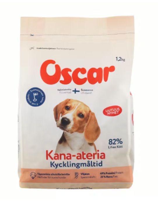 Oscar Kana-ateria koirille 1,2kg 6670 Oscar Kana-ateria koirille 1,2kg 6670