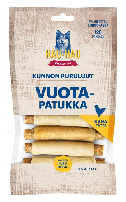 HHC Kunnon puruluut vuotapatukka kana 13cm 350g Luontaista purupuuhaa. Puruluu kanaa sisaltavalla rouhetangolla,