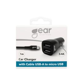 Gear GEAR Laturi 12-24V 2xUSB 3.4A Musta MicroUSB Johto 1m 665091 POISTUU