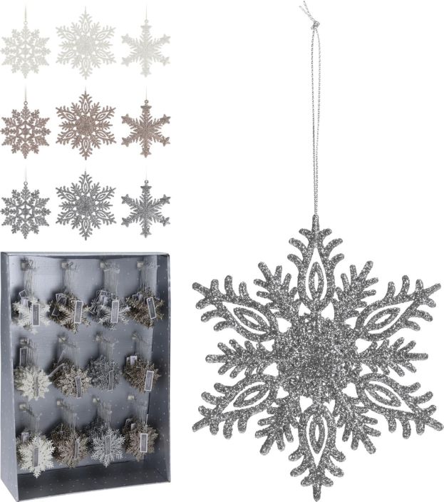 Kuusenkoriste lumihiutale glitter 10cm lajitelma CAA127010 Kuusenkoriste lumihiutale glitter 10cm lajitelma CAA127010