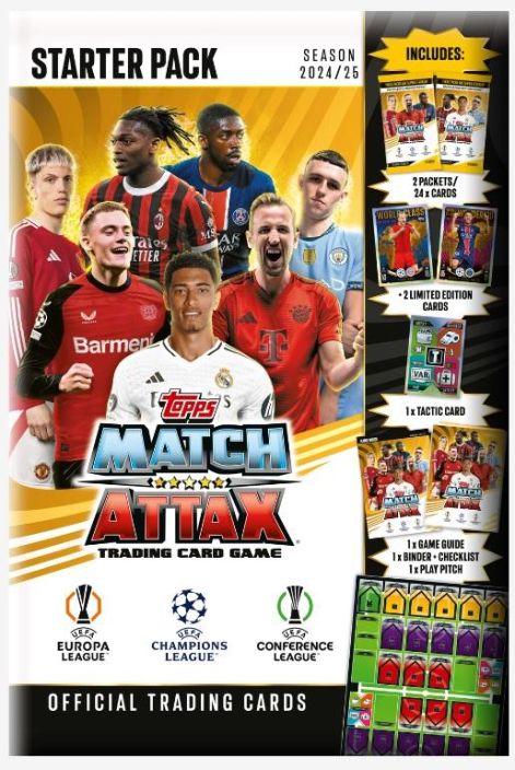 Topps Match Attax Champions League starter pack kerailykortit 24/25 Mestareiden Liigan uusi kausi 24/25 ja uudet upeat