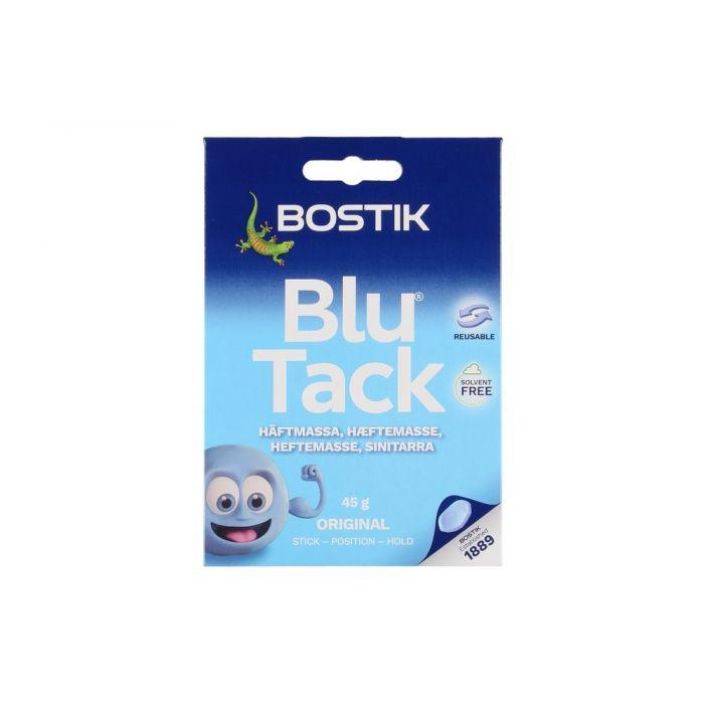 Bostik sinitarra 45g Kaytetaan niittien ja teipin sijaan. Kiinnittaa paperia, johtoja, koristeita, ja pitaa paikoillaan Bostik sinitarra 45g Kaytetaan niittien ja teipin sijaan. Kiinnittaa paperia, johtoja, koristeita, ja pitaa paikoillaan