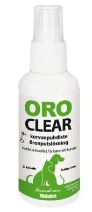 Oroclear-korvanpuhdiste 100ml Helppokayttoinen Oroclear-korvanpuhdiste seka kissoille etta koirille.