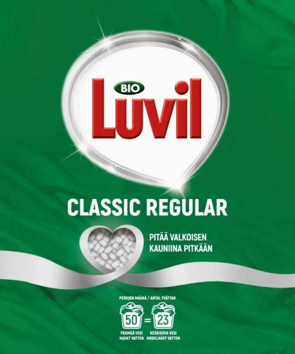 Bio Luvil Classic 1,61kg pyykinpesupulveri Bio Luvil Classic pitaa valkoiset vaatteet kirkkaana ja kauniina