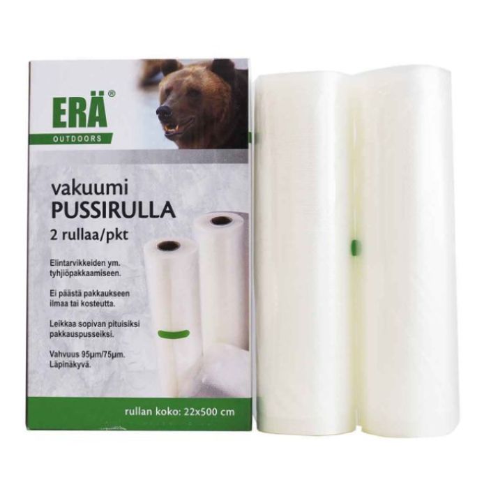 Era Outdoors Vakuumirulla 22cmx500cm 2kpl Leikattavat vakumirullat elintarvikkeiden tyhjiopakkaamiseen.