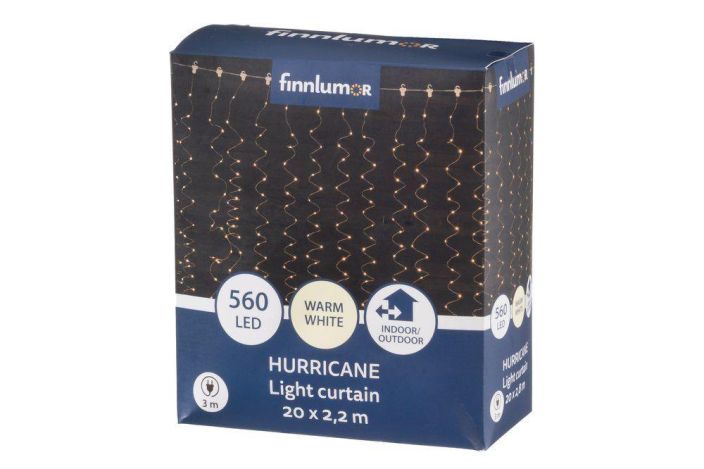 Finnlumor Valoverho Hurrikaani 560 microLED lämmin valk. 2,8m 631309 tuotekuva 1