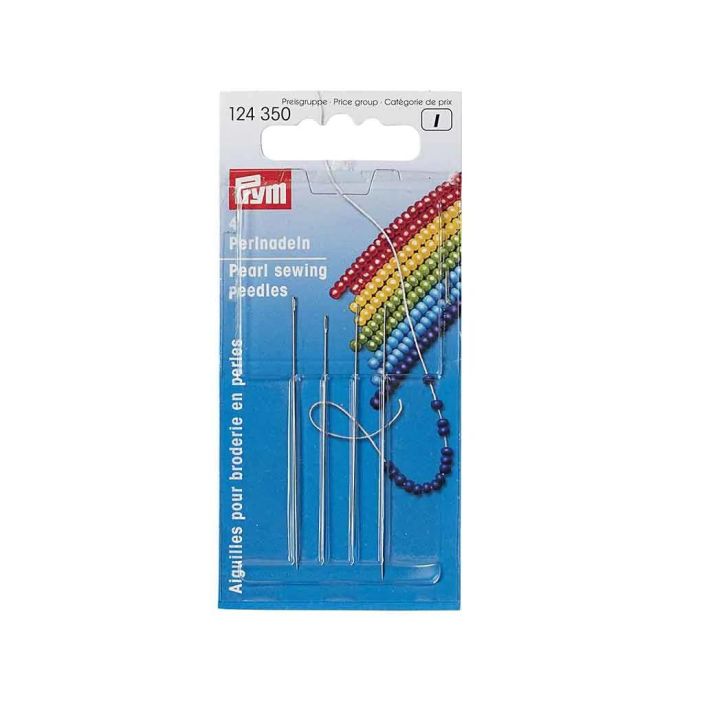 Prym Helmen ompeluneulat 10 ja 12 pituudet 49mm ja 55mm 4kpl Erittain hienot ja ohuet helmenompeluneulat kirjontaan ja