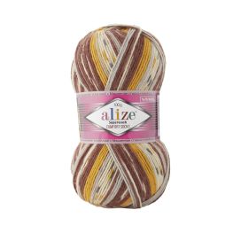Lankava Alize Superwash 7652 Kirjava harmaa/ruskea/keltainen 100g ASWP-7652 POISTUU