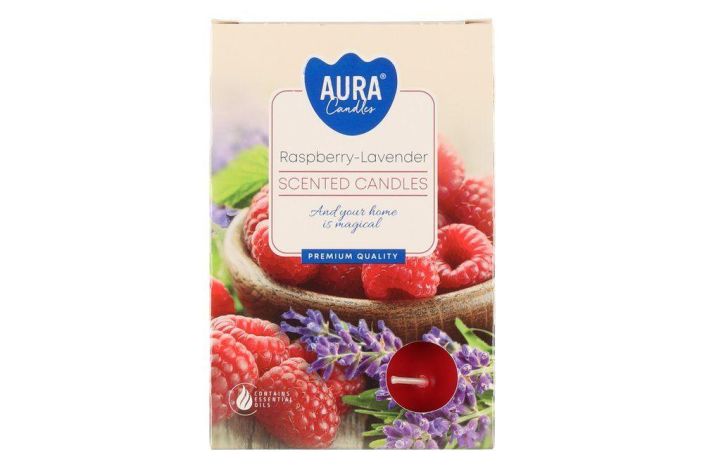 Tuoksulampokynttila rasberry-white lavender 6kpl 627549 924-3134