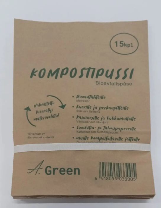 Rosa Paperinen biojätepussi 15kpl 3500 tuotekuva 1 Rosa Paperinen biojätepussi 15kpl 3500 tuotekuva 1