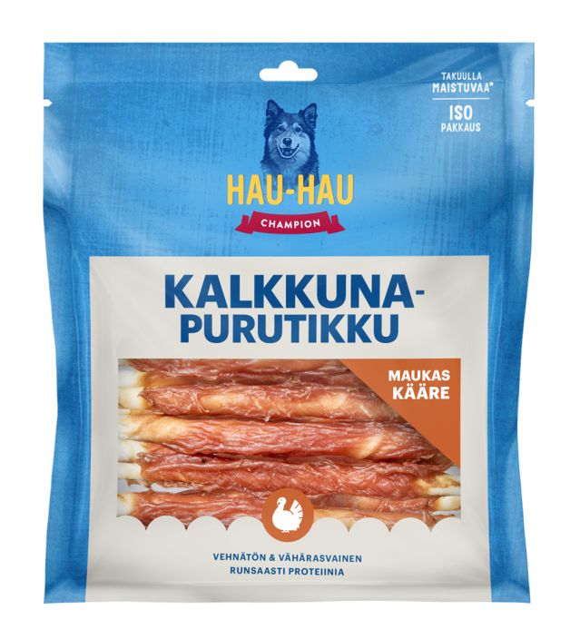 HHC Kalkkunapurutikku 13cm 300g Herkullisen lihaisa Hau-Hau Champion Kalkkunapurutikku on oiva pieni puruluu kaiken