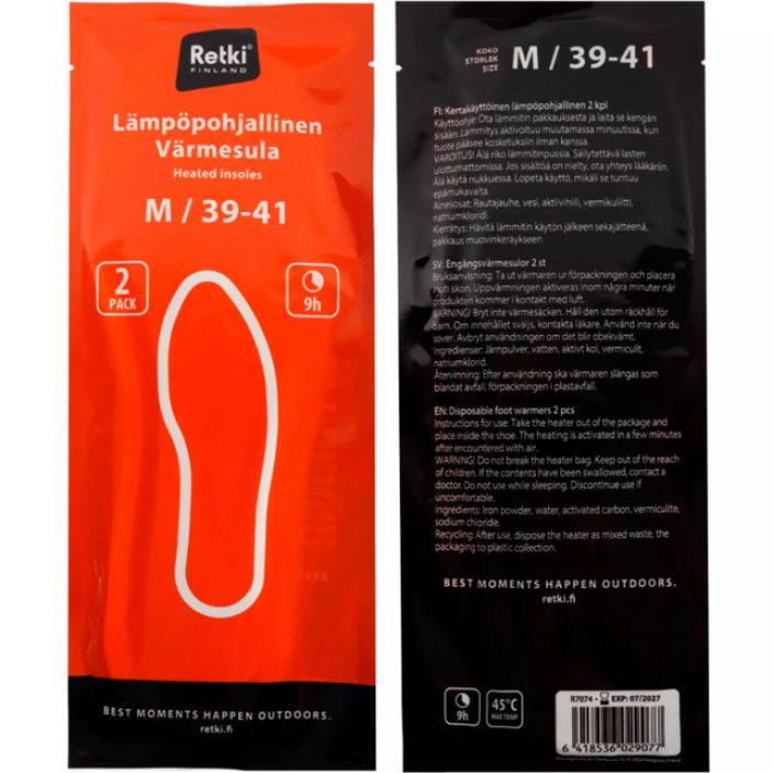 Retki Lampopohjallinen 2kpl M 25 cm /39-41 Retki Lampopohjallinen 2kpl M 25 cm /39-41