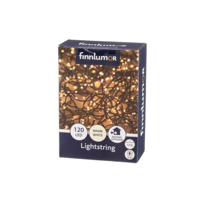 Finnlumor Valoketju 120 LED lammin valk. musta johto