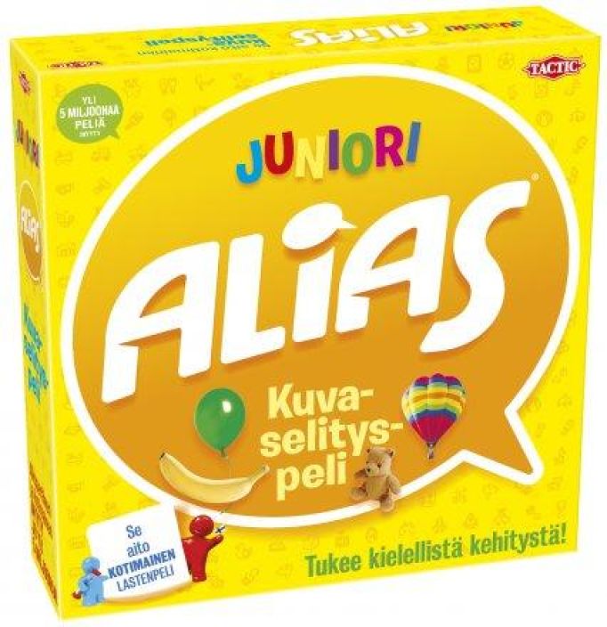 Junior Alias Juniori Alias on sosiaalinen ja hauska koko perheen sanaselitys peli.