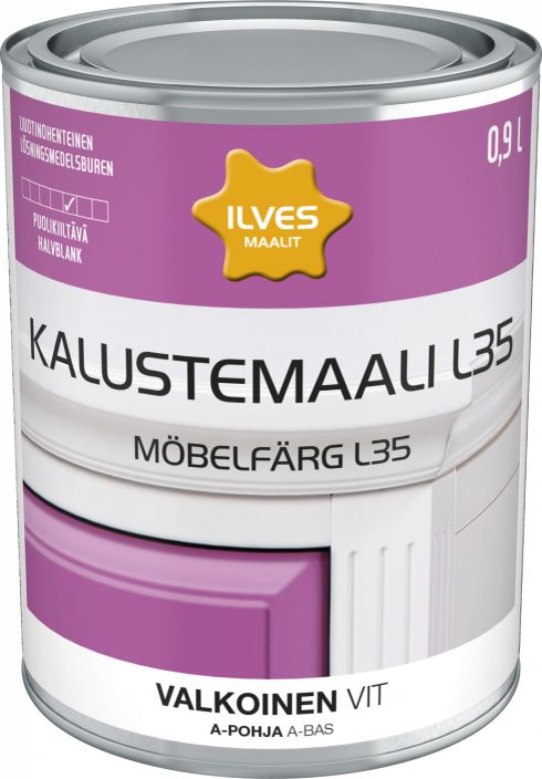 Ilves kalustemaali L35 A-pohja valk. 0,9L IL0340 920-641