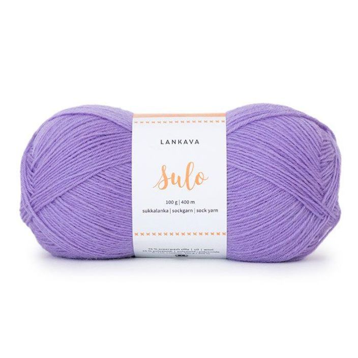Lankava Sulo sukkalanka 477 Lila 100g Sulo on ohut sukkalanka puikoille 2-3 mm. Sulo-sukkalangasta valmistuvat sukat sopivat