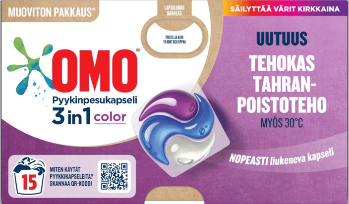 Omo 3-in-1 pyykinpesukapselit color 15kpl T135595 910-1029