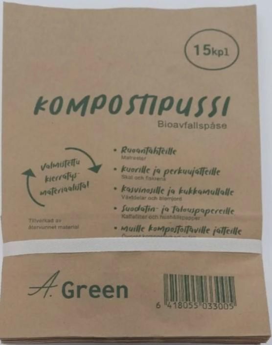 Paperinen kompostipussi 15kpl 31x22x12cm 952-119