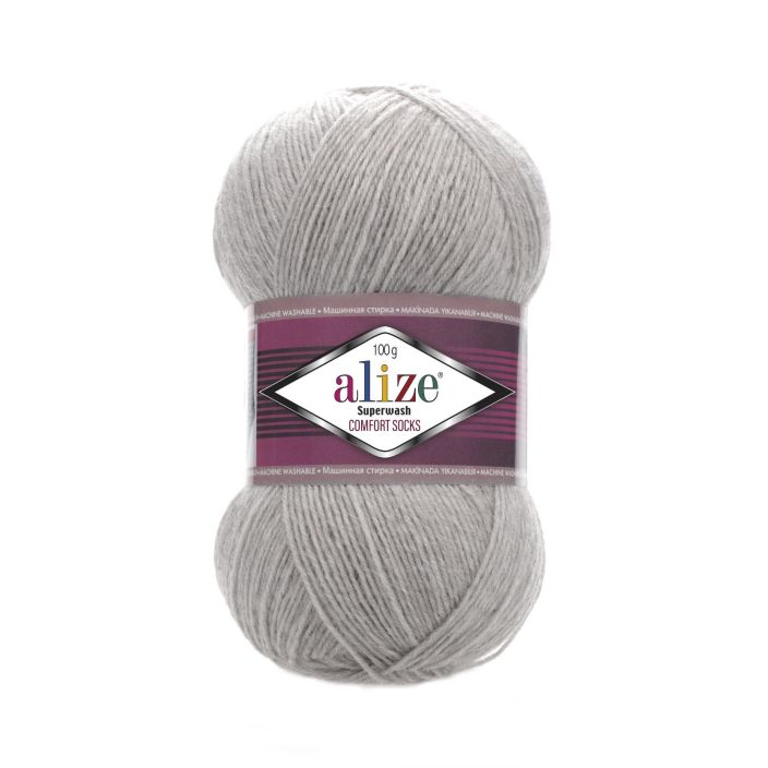 Alize Superwash sukkalanka 21 Harmaa 100g Alize Superwash -sukkalanka on kaunis ja kestava lanka, josta neulot ohuet