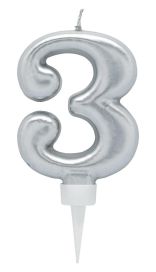 Joker Kakkukynttilä nro 3 8cm hopea 79031-3