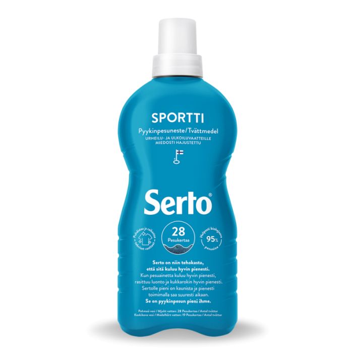 Serto Sportti pyykinpesuneste 750ml Serto Sportti pesee hellavaraisesti hienot tekniset kuidut ja kalvolliset Serto Sportti pyykinpesuneste 750ml Serto Sportti pesee hellavaraisesti hienot tekniset kuidut ja kalvolliset