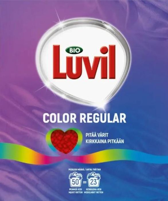 Bio Luvil Color 1,61kg pyykinpesupulveri Bio Luvil color puhdistaa vaatteet ja pitaa varit kirkkaana.