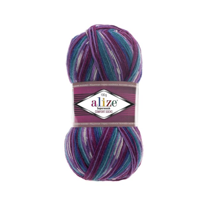 Alize Superwash 4412 Kirjava violetti/turkoosi 100g ASWP-4412