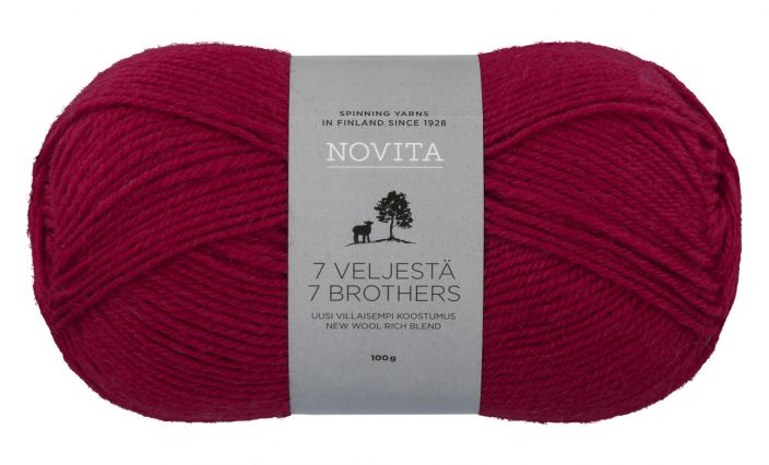 Novita 7 veljesta 587 karpalo 100g 182323 7 Veljestä on lankaklassikko neuleisiin ja villasukkiin. Puikkosuositus 4mm,