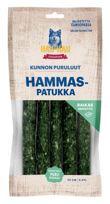 HHC Kunnon puruluut hammaspatukka 20cm 230g Puhdistavaa purupuuhaa. Rouhepatukka yrteilla, sailontaaineeton. Raikas