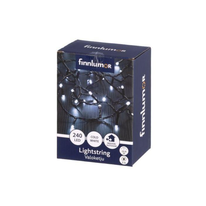 Finnlumor Valoketju 240LED valk. musta johto Finnlumor Valoketju 240LED valk. musta johto