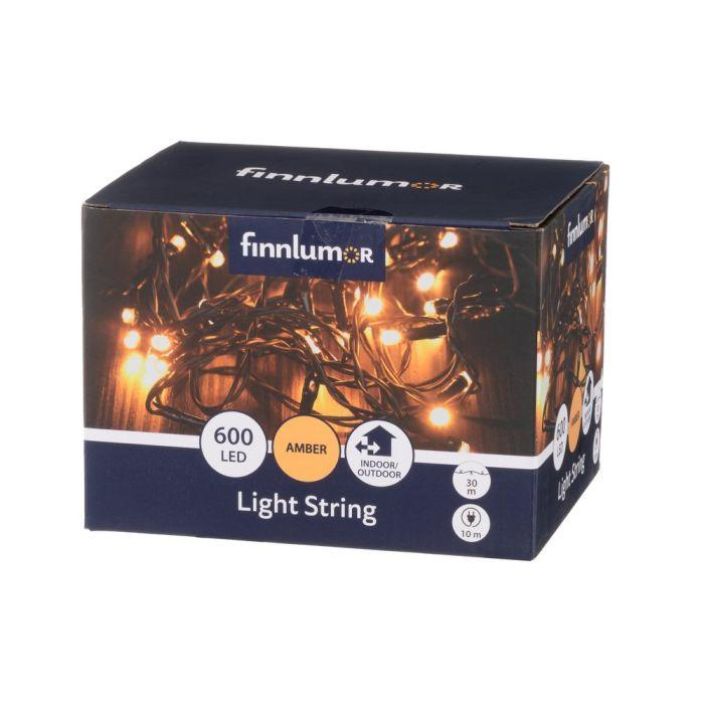 Finnlumor Valoketju 600 LED meripihka musta johto 642432 Finnlumor Valoketju 600 LED meripihka musta johto 642432