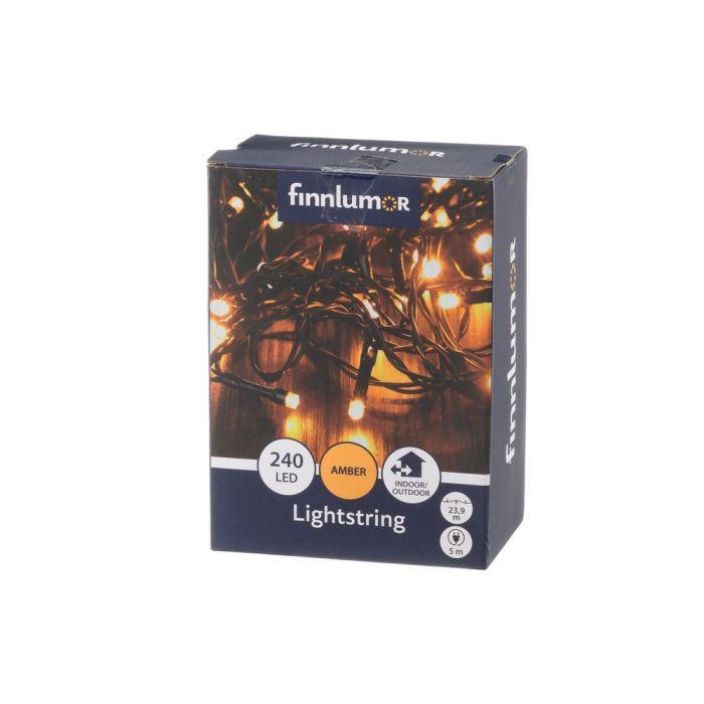 Finnlumor Valoketju 240LED meripihka musta johto