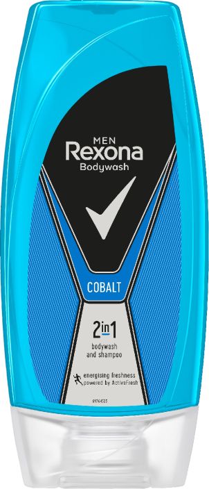 Rexona Men Suihkusaippua Cobalt 2-in-1 225ml Rexona for Men Cobalt on yhdistetty suihkugeeli ja shampoo, joka herattaa