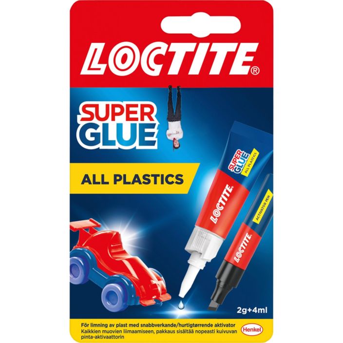 Loctite Super Glue All Plastics muovipikaliima 2g+4ml Nopeasti kuivuva, erityisesti muoveille kehitetty kaksikomponenttinen