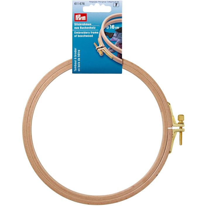 Prym Ompelukehys 16cm Kirjonnan apuvalineeksi puinen, pyorea ompelukehys eli kirjontakehys. Kirjottava kangas pingotetaan