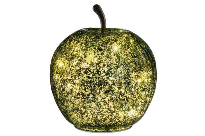 Finnlumor Lasiomena LED-valoilla hopeoitu vihreä 16cm 658914 tuotekuva 1